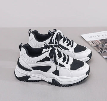 Xajzpa Women's Spring New Breathable Student Casual Shoes Thick Bottom Increased Height Simple Comfortable Versatile Sports Shoes